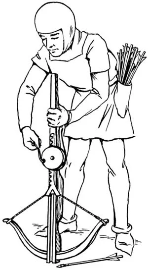 Medieval Soldier loading a Crossbow