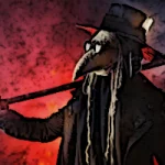 Black Death Doctor wearing a herb mask in medieval England