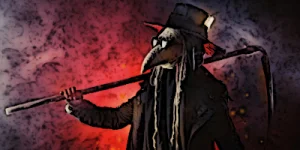 Black Death Doctor wearing a herb mask in medieval England