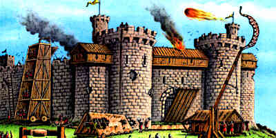 A Medieval Castles Defences are being tested in an attack