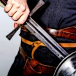 Medieval knight and his sword