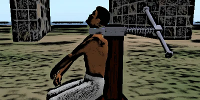 Torture of a man with Garotte Torture Device
