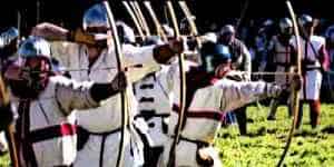 English enemy fire their arrow bolts at French Enemy