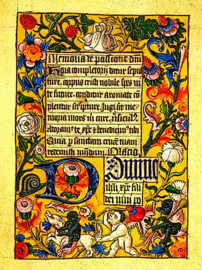 Illuminated Book Pages Written In Latin