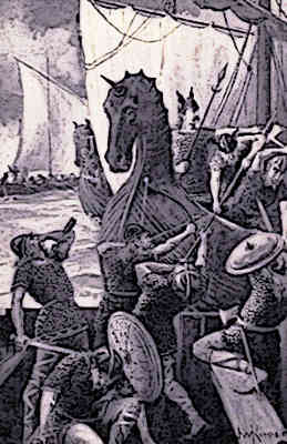 Vikings Danes Fighting with Anglo