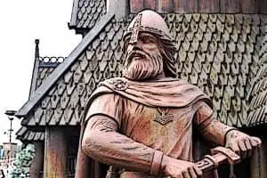 Viking Warrior wielding a Sword and wearing a Helmet