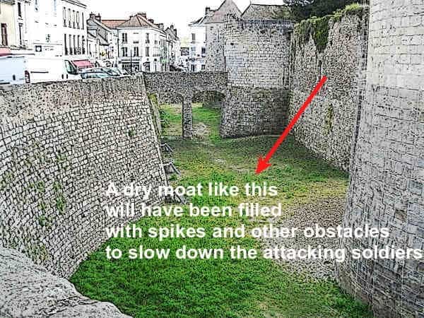 Example of a Dry Moat at Dourdan Castle Moats