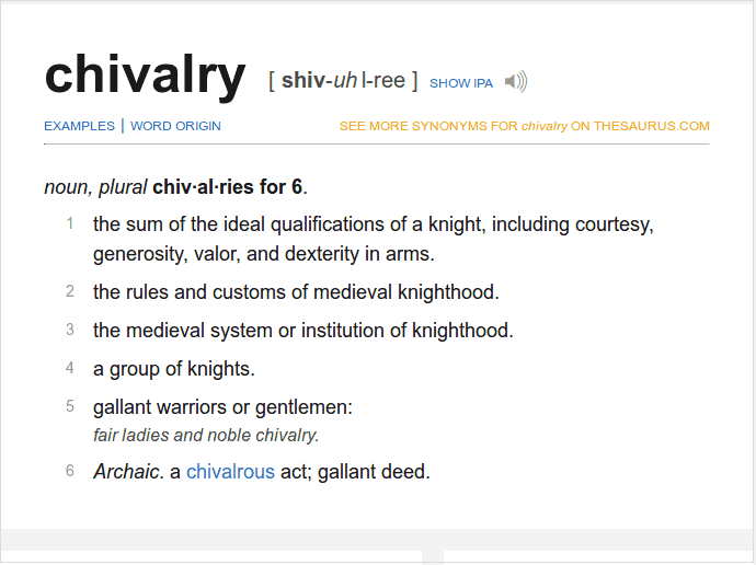 chivalry definition according to dictionary.com
