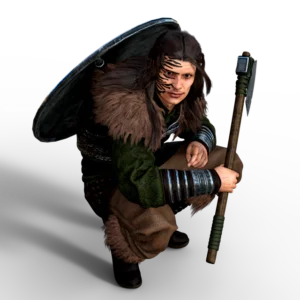 viking warrior kneeling