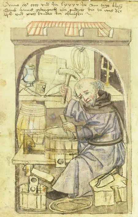 making beer barrels medieval craftsmen