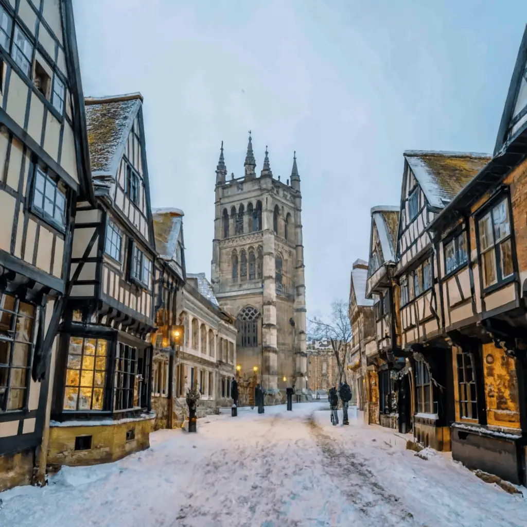 a scene of york england medieval city in winter 1